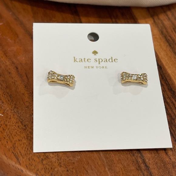 Kate Spade “Ready Set Bow” Gold Tone Earrings - Picture 2 of 3